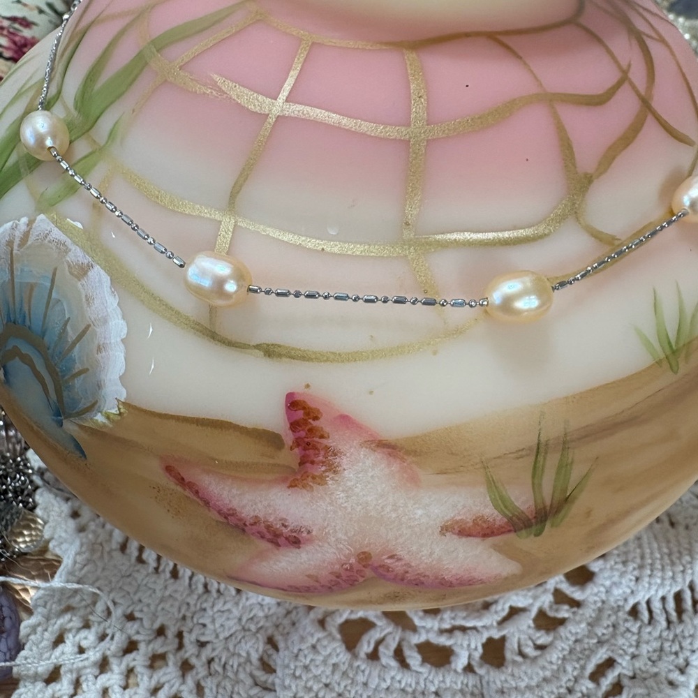 N159 - Childs Freshwater Pearl and Silver Necklace